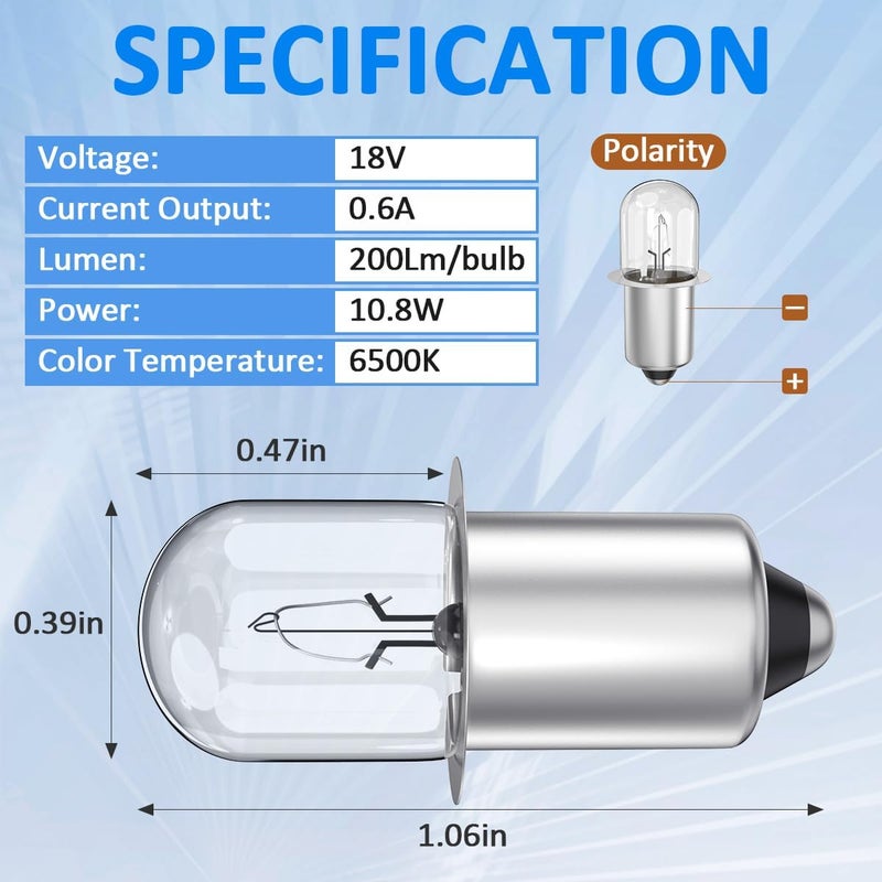 Eagleggo 18 Volt Xenon Bulb for M18 Flashlight, V18 Worklight, Replace 49-24-0171 49-24-0165 49-24-0160 49-81-0030-2 Pack - Image 2